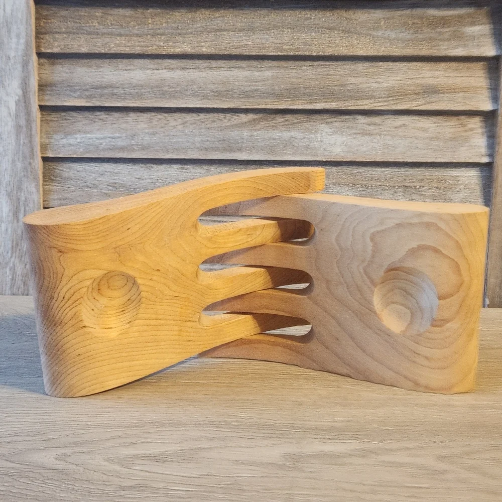 Salad Pasta Server Wooden Hands Set Of 2 Wood Tongs Servers